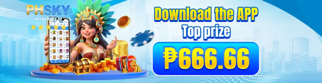 PHSKY mobile game lobby with slot and live casino categories